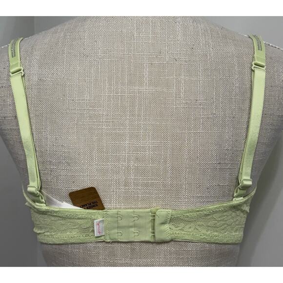 New Victoria's Secret PINK SUPER PUSH-UP BRA Green Lace Rhinestone Shine 34DD - Picture 3 of 3